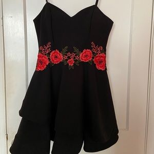 Little Black Rose Embellished Dress
